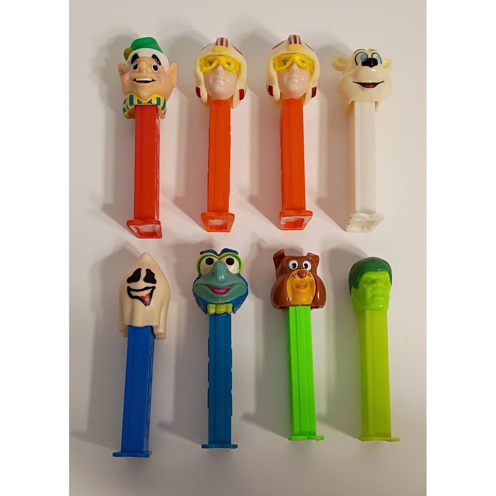 Lot‎ of 8 Vintage PEZ Dispensers- Ghost, Elf, Bear, Muppet, Hulk